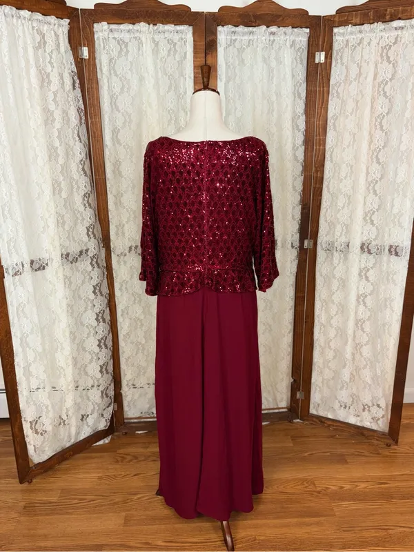 Beautiful Grace Karin Burgundy Mother of the Bride Gown - Image 6