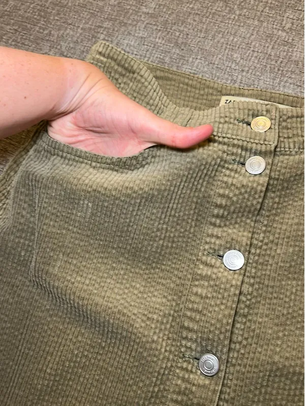ZARA Corduroy Mini Skirt Button Front - Image 3