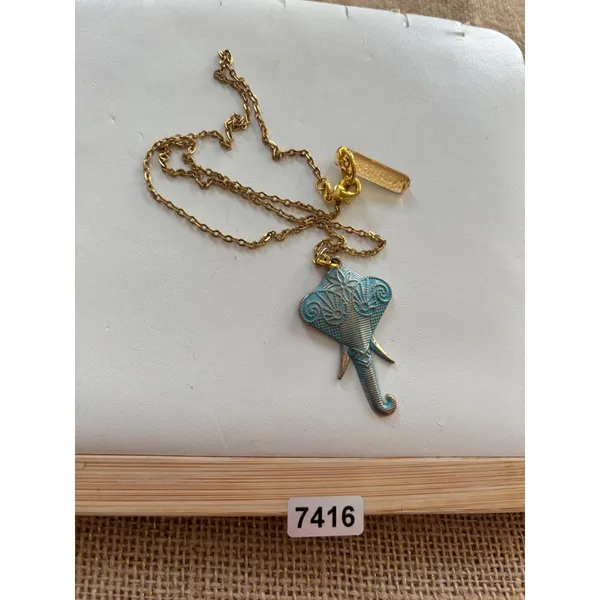 Elephant Pendant Gold Chain Necklace With Enamel Detailing & ShopRWS Tag - Image 6