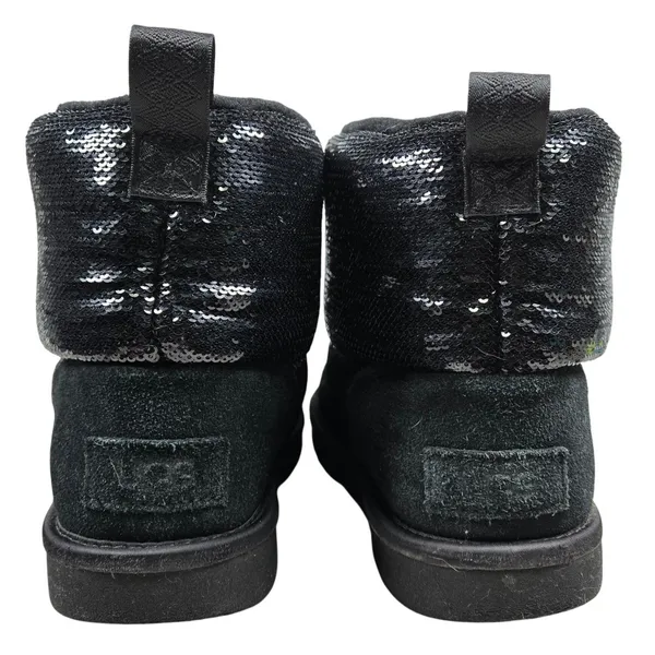 UGG Women's Black‎ Sequin Mini Mirror Ball Bootie Boots Size 6 - Image 4
