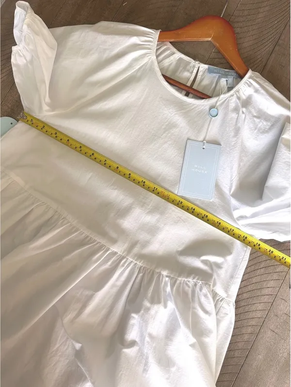 NWT Hill House Home The Francesca Peplum Top in White Cotton Women’s XS - Image 11