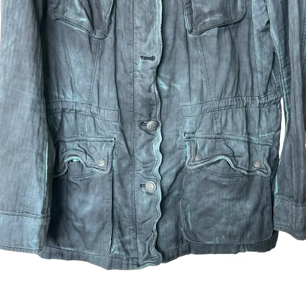 Free People Double Cloth Jacket Military Drawstring distressed tie dyed Size S - Image 6