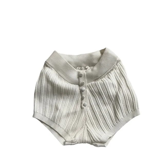 FOR LOVE & LEMONS Camille White Pointelle Knit Shorts - Image 8