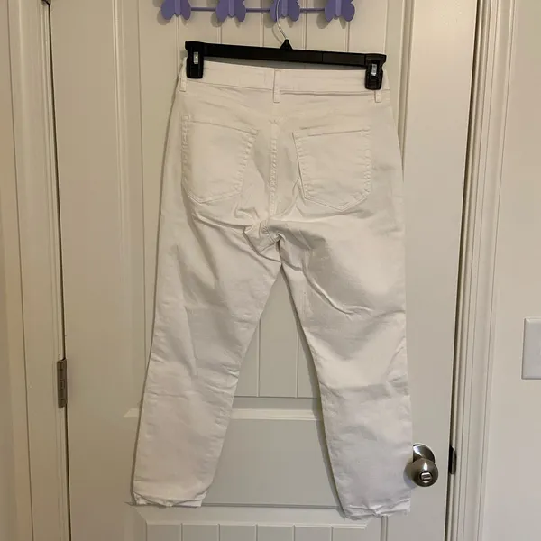 EUC LOFT women’s raw hem‎ white denim curvy skinny crop jeans size 27 - Image 5