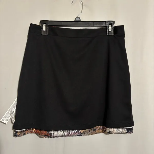 ZARA Basic size L Floral Sequin Multicolor Lined Mini Skirt - Image 7