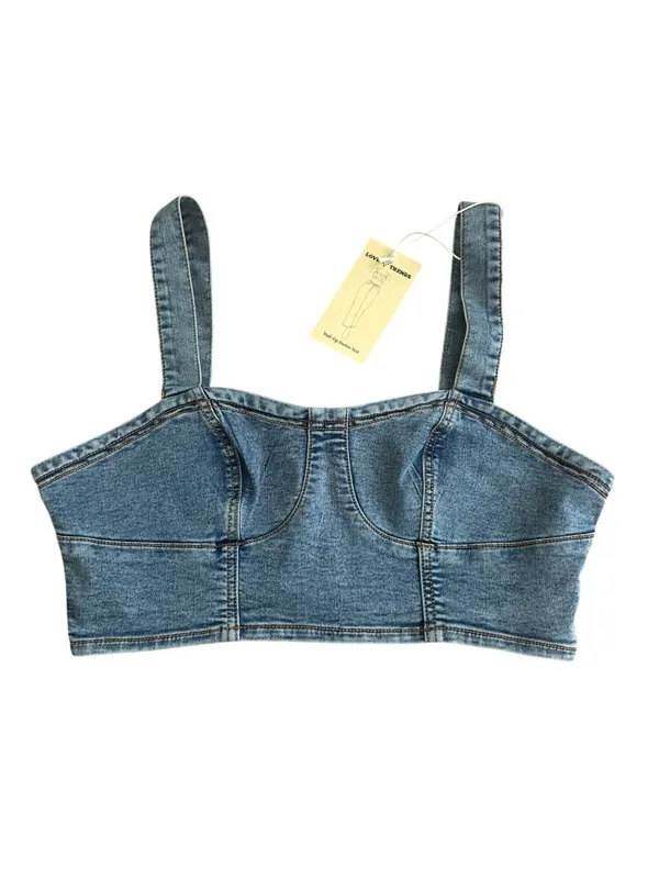 LOVE TRENDS Denim Crop Tank Top Size Medium NEW NWT - Image 8