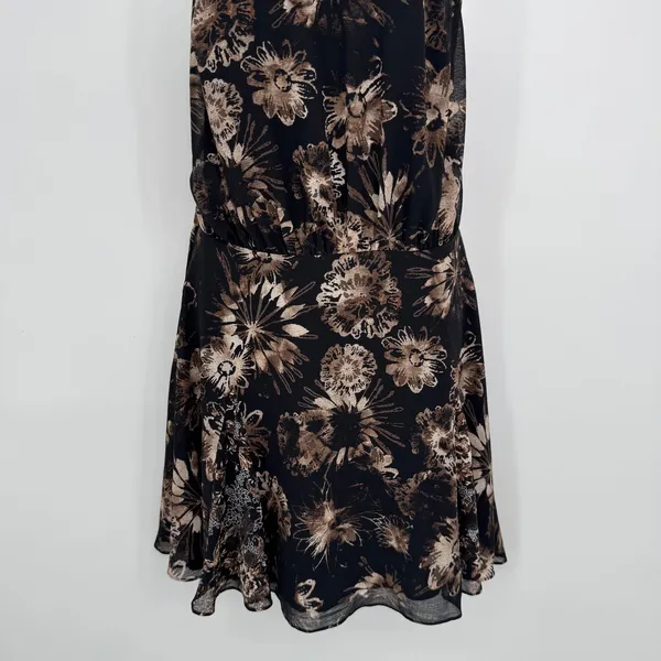 Free People Katerina Mini Dress Large Black‎ Floral Halter Neck Boho Party Chic - Image 6