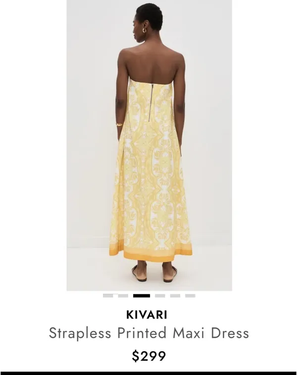 Kivari Linen Blend Strapless Maxi Dress Yellow Size XS - Image 3