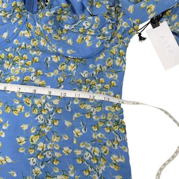 New ASTR the Label Blue Yellow Floral Long Sleeve Sweetheart Dress Size Medium - Image 9