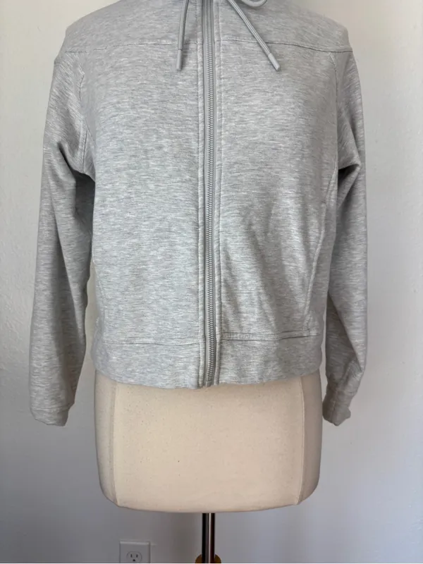 Yogalicious Light Gray Full-Zip Hooded Sweatshirt - Image 3