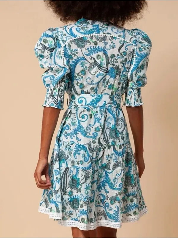 HALE BOB Roxie Dress Blue Floral Pockets SMALL - Image 4