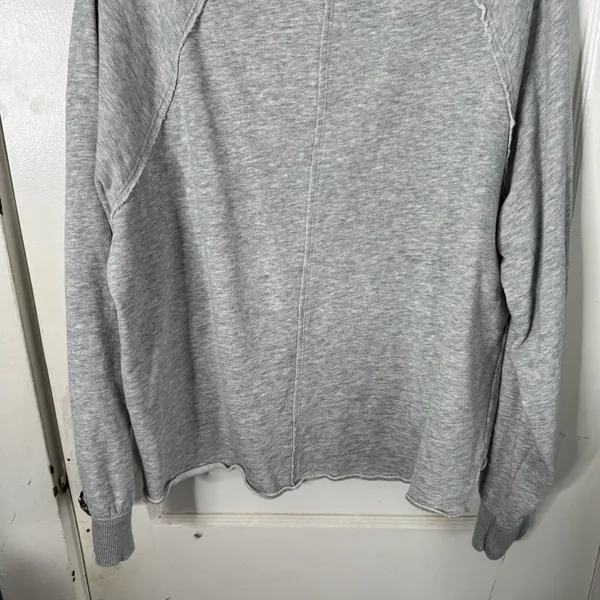 Anthropologie Pilcro Reworked Popover V-Neck Sweatshirt Cotton Gray Distressed L - Image 12