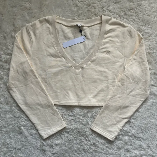 For Love & Lemons Top Morgan Sweatshirt Cropped Daisy Floral Embroidered M NWT - Image 2