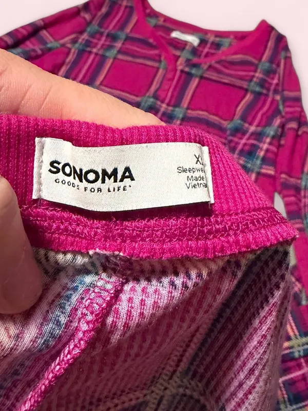 Sonoma Pink Plaid Two-Piece Pajama Set - Image 3
