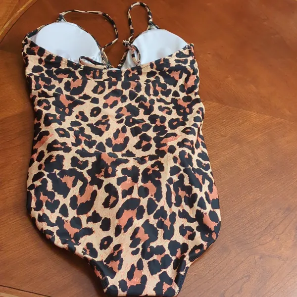 Source Unknown Leopard safari cheetah animal one piece halter bathing suit - Image 7