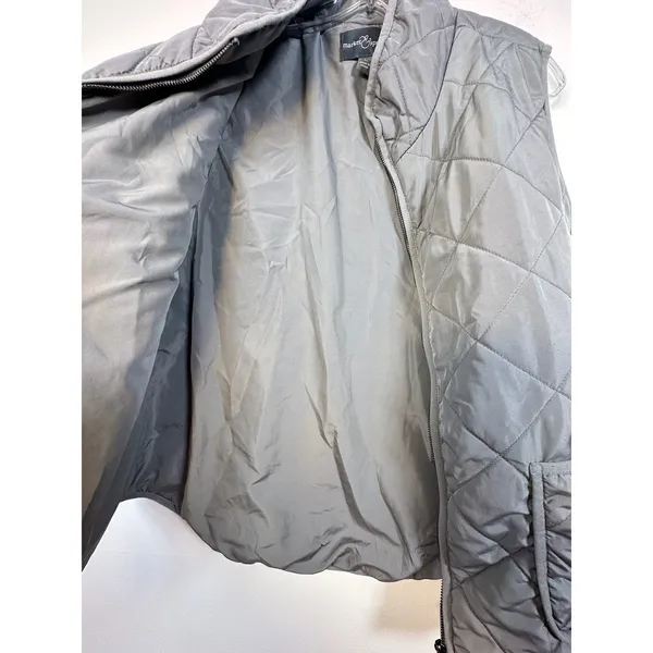 Market & Spruce‎ Grey Quilted Zip Up Vest Mock Neck WECSH004 Womens XL - Image 8