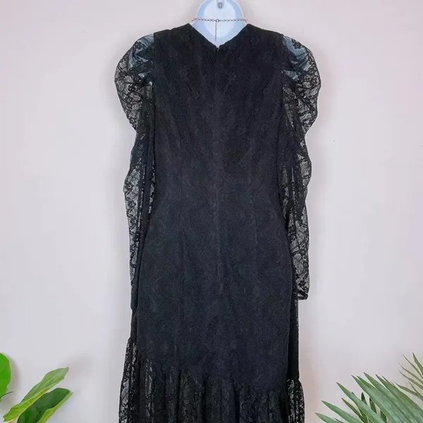 Bellevue Raven Long Sleeve Lace Raven Maxi Gown Wedding Guest Cocktail Small - Image 3