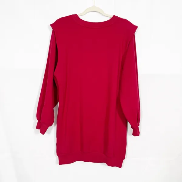 Farm Rio X Anthropologie Warm Welcome Sweatdress Sweatshirt Dress Burgundy Red - Image 5