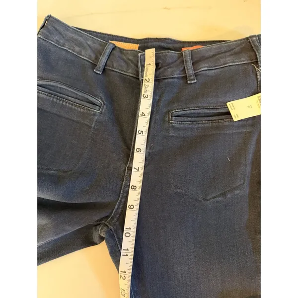 Pilcro‎ Anthropologie High-Rise Flare Jeans Dark Indigo Patch Pocket Size 27 NEW - Image 13