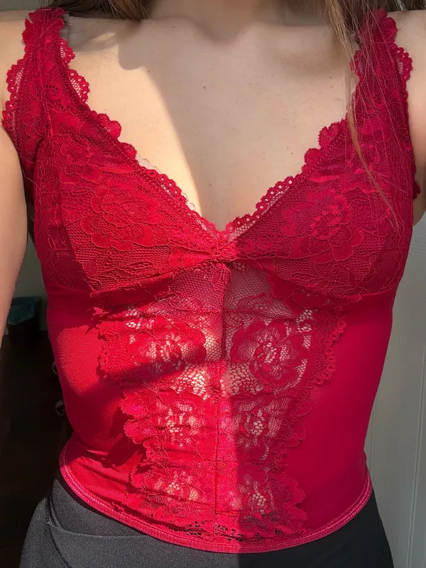 Shein Red Lace Tank Top - Image 3