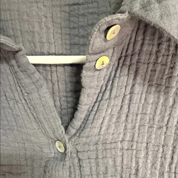 ZARA Blue Gray Cotton Gauze Crinkle Babydoll‎ Tunic Dress XS - Image 10
