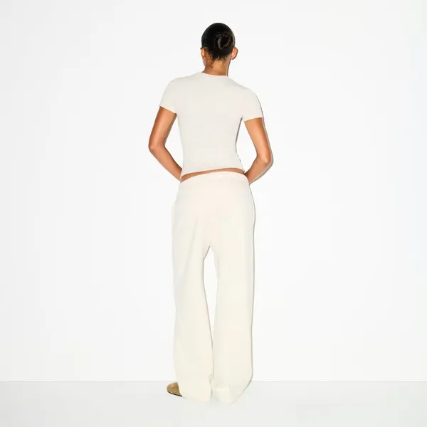Skims Cotton Fleece Classic Straight Leg Pant in Oatmeal Heather, Small New - Image 5