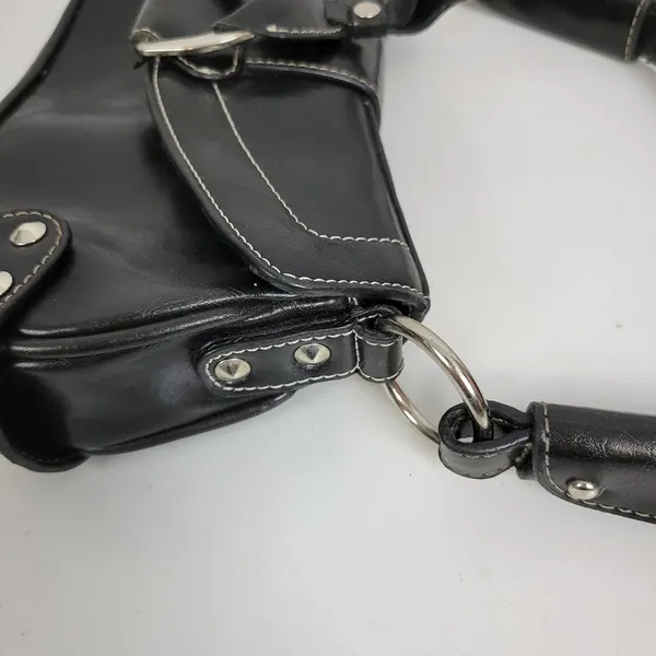 Vintage Aldo Womens Shoulder Bag 11" x 5" Black Leather Y2K Studded Snap Closure - Image 6