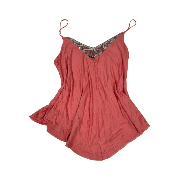 Y2K Candie's Babydoll Cami Tank‎ Top Coral Pink Sequin Fairy Grunge Large - Image 3