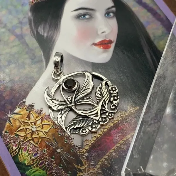 Smoky Quartz Sterling Silver Fairy Pendant - Image 2