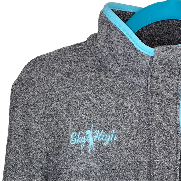 Columbia PFG Sky High Gray Fleece Pullover Quarter Zip Jacket‎ Small Teal Trim - Image 3