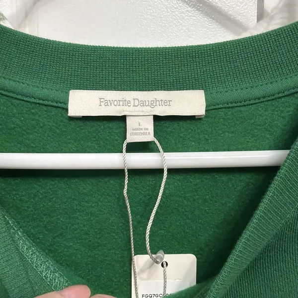 Favorite Daughter Green Go Sports Graphic Crewneck Cotton Fleece Relaxed L NWT - Image 3