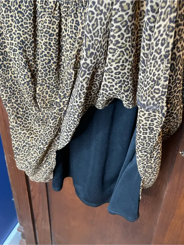 Show Me Your Mumu Adelaide Leopard Print Ruffle Mini Animal Western Boho Dress L - Image 5