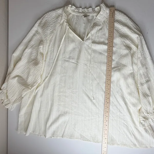Cato Beaded Embellished‎ Peasant Blouse Size 22/24W Cream Cottagecore Boho Sheer - Image 8