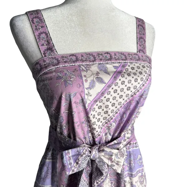 Laundry By Shelli Segal Dress 6 S Cotton Stretch Pockets Midi Patchwork‎ Cottage - Image 4