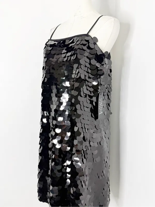 White House Black Market Black Sequin Mini Dress Size 12 NWT Party Vegas - Image 4