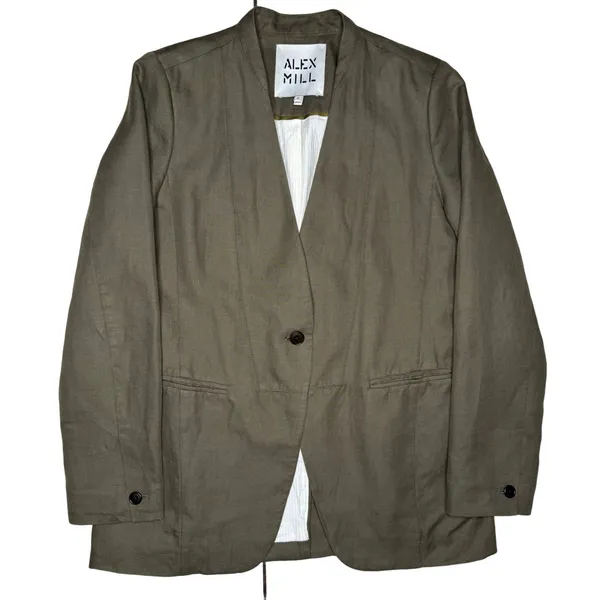 Alex Mill Janine Twill Blazer Army Olive Green Linen Blend Small Jacket $325 - Image 6