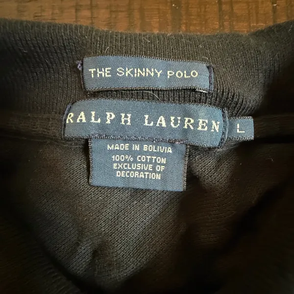 Ralph Lauren Skinny Polo Purple Black Colorblock Crest Shirt Womens L Vintage - Image 4