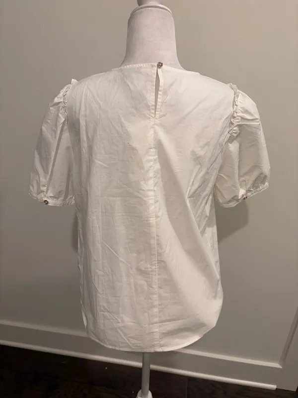 New With Tags JCrew White Poplin Top Sz M - Image 3