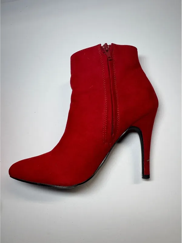 Madden Red Suede Ankle Boots Women’s Size 8 Stiletto Heel Side Zip - Image 7