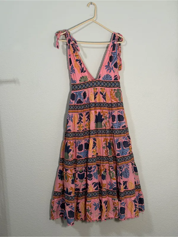 Farm Rio Seashell Tapestry Sleeveless Midi Dress size large - Image 5