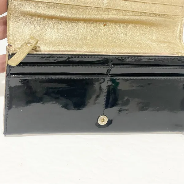 Kate Spade Black‎ Patent Leather Snap Closure Multi Card Long Wallet - Image 3