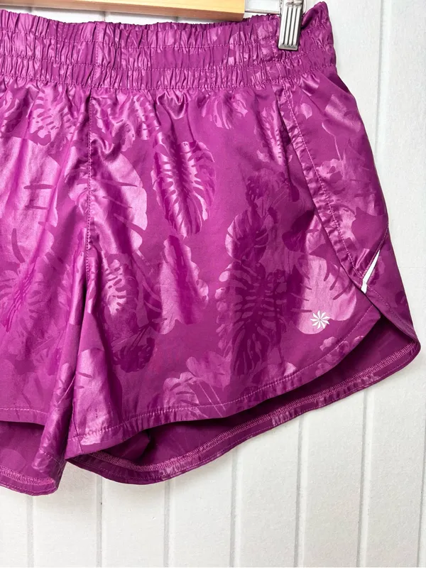 Athleta Race Runner Women’s Magenta Printed Athletic Shorts Size M‎ - Image 2