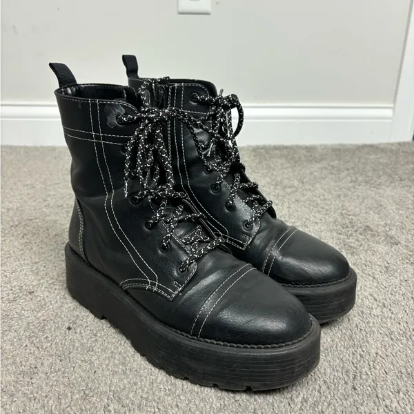 ASOS Black combat lace up‎ boots - Image 9