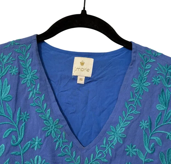 J. Marie NWT Blue Floral The Madeline Embroidered Mini Dress Size XS - Image 4