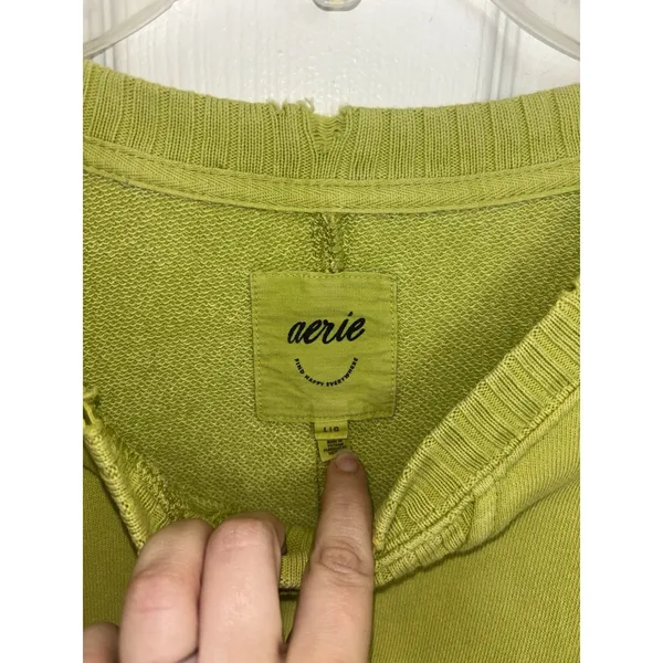 Aerie Chartreuse Staying Kind Feeling Cool Oversized Crewneck Sweatshirt Large - Image 6