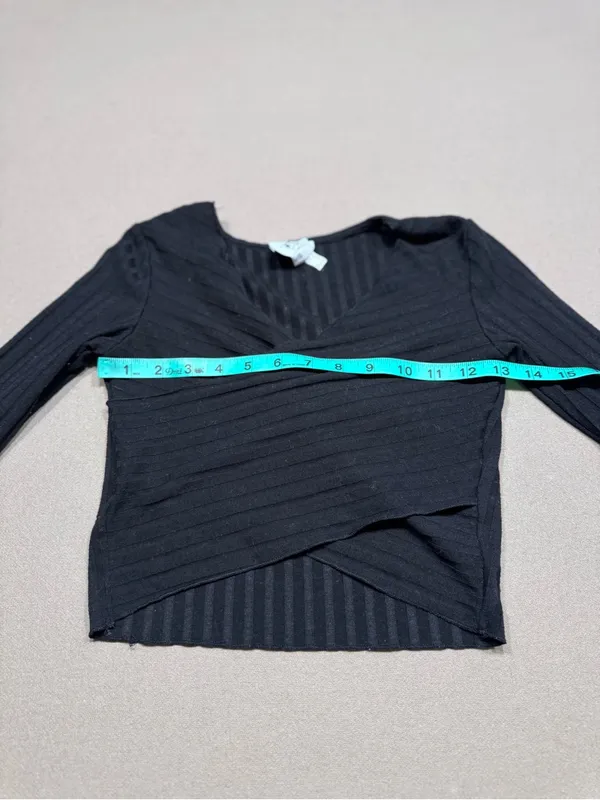Princess Polly Black Ribbed Abigail Wrap Crop top - Image 6