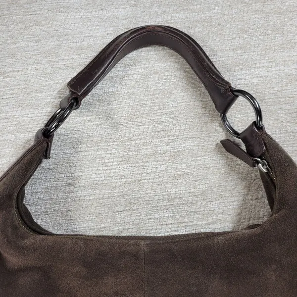 Via Spiga Suede Hobo Bag Brown Studded Rivet Leather Handle Y2K Boho Western - Image 15