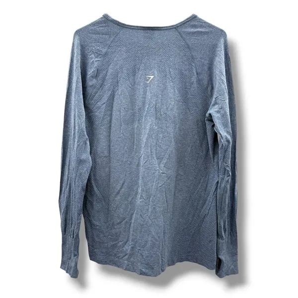 Gymshark Vital Seamless 2.0 Top Women XL Blue‎ Marl Long Sleeve Thumbholes - Image 3