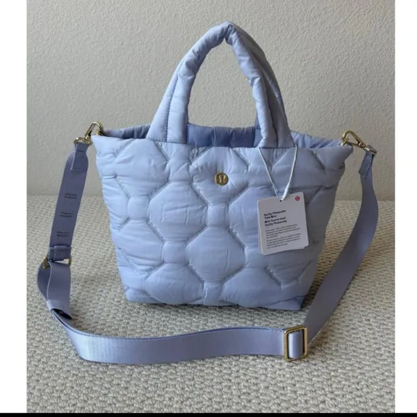 LuLulemon Quilty Pleasures Tote Bag Mini Light Blue Quilted Shoulder Bag - Image 2