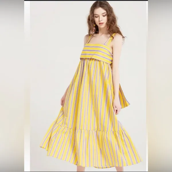 ASOS crop top maxi dress yellow size US 8 - Image 3